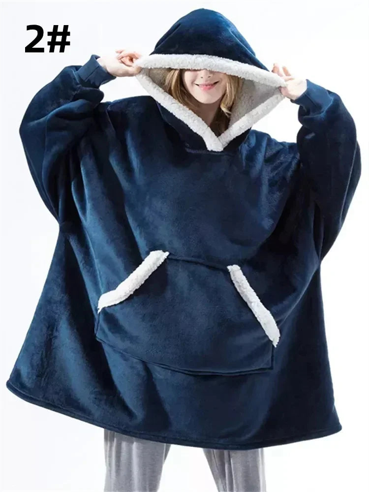 Winter Hoodies Sweatshirt Women Men Pullover Fleece Giant TV Oversized Blanket with Long Flannel Sleeves - Matrix Studios