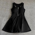 Tennis Skirt Casual Half Zipper Sports Fitness Dress Anti-Running High Waist Slim Golf Yoga Dress - Matrix-studios.com