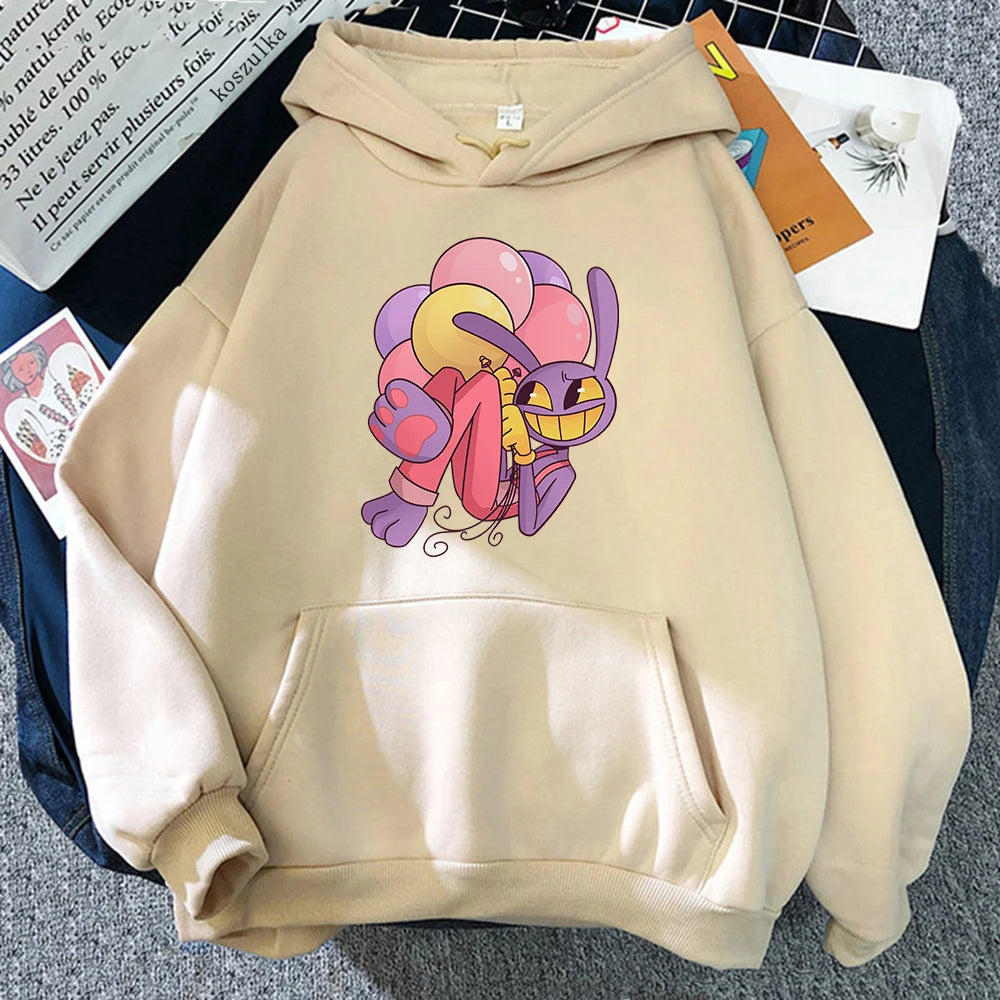 Digital Circus Jax Hoodie Fashion Women Aesthetic Graphic Kawaii Rabbit Hug Balloons Hoodies Unisex Cartoon Pullover Sweatshirts - Matrix Studios
