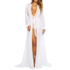 2024 Sexy Women Chiffon Bikini Beach Cover Up Dress Tunic Long Pareos Bikinis Cover Ups Swim Cover Up Robe Plage Beachwear - Matrix Studios