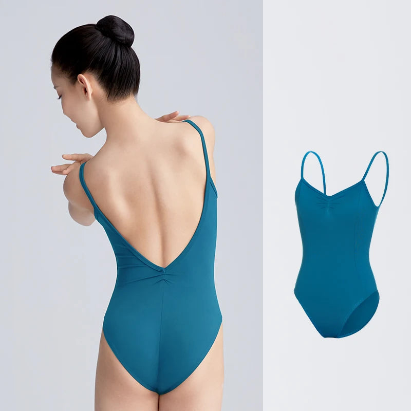 Girls Women Ballet Leotards Spaghetti Strap Camisole Dance Leotard Low Back Gymnastic Dance Bodysuit with Lining Ballet Bodysuit - Matrix-studios.com