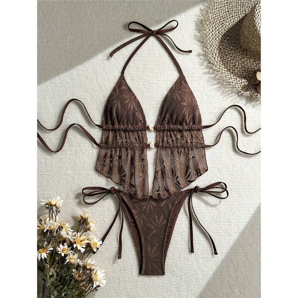 2026 Hollow Out Tankini Halter Bikini Female Swimsuit Women Swimwear Padded Bather Bathing Suit Swim Two-Pieces Bikini Set K8236 - Matrix-studios.com