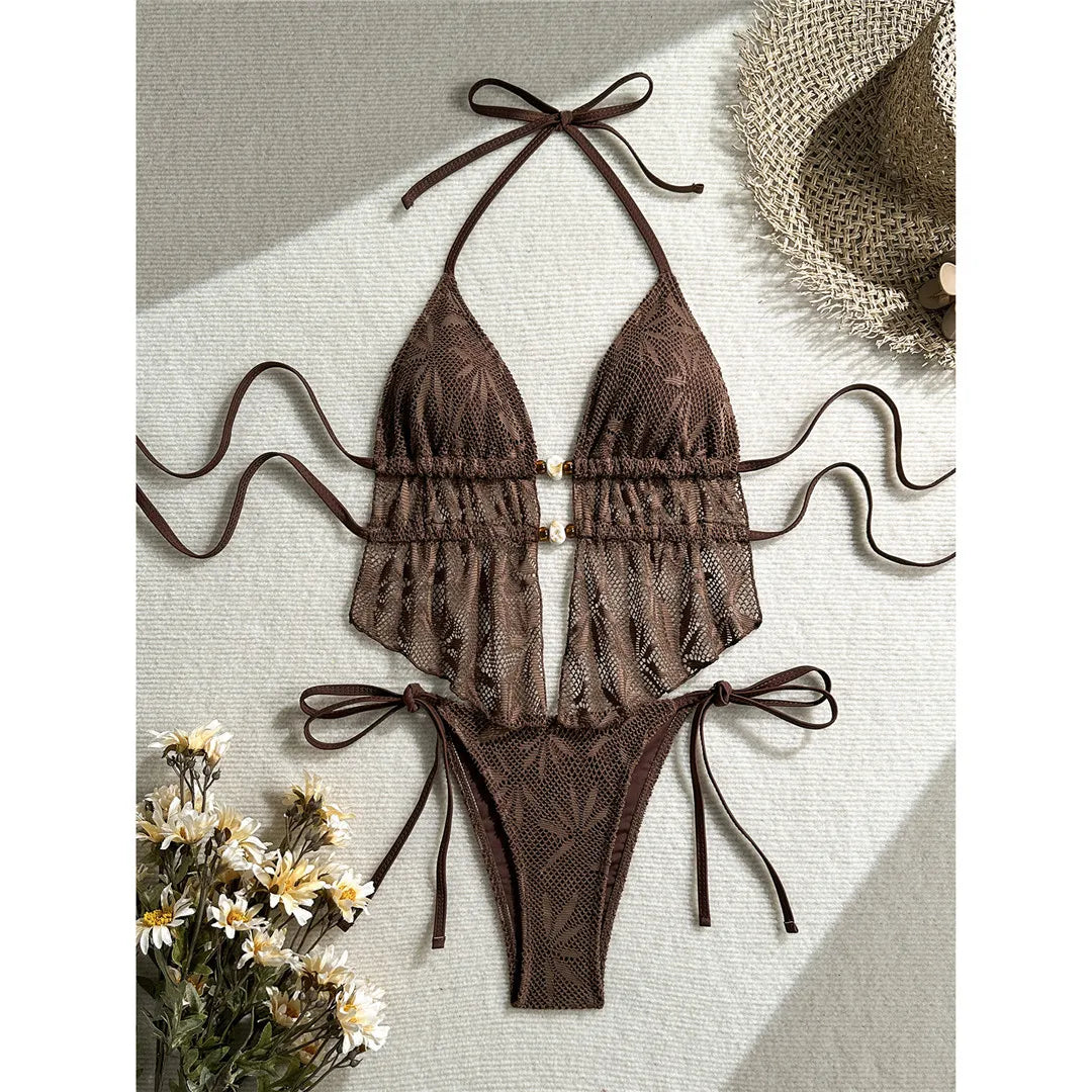 2026 Hollow Out Tankini Halter Bikini Female Swimsuit Women Swimwear Padded Bather Bathing Suit Swim Two-Pieces Bikini Set K8236 - Matrix-studios.com