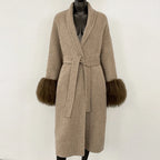 High End Double-sided Wool Strapping Real Wool Fur Coat Women's Removable Cuffs Fox Fur Temperament Cashmere Short Jacket - Matrix Studios