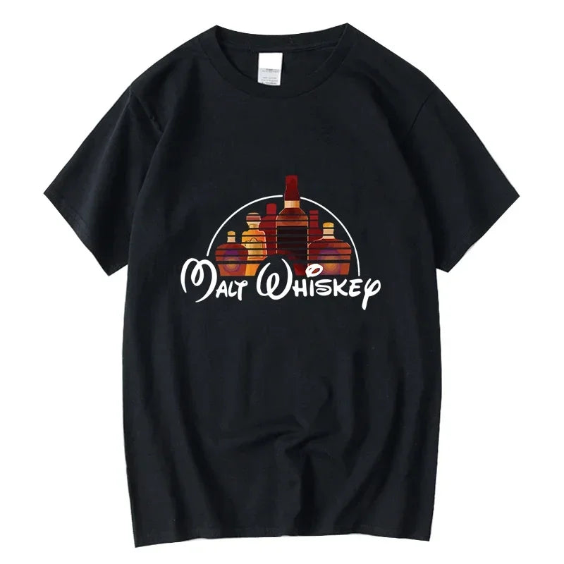 Summer Men T-shirt Cotton Blend Funny Malt Whiskey Print Summer Loose O-neck Cool T Shirt for Men Short Sleeve T-shirt Male Tee - Matrix Studios