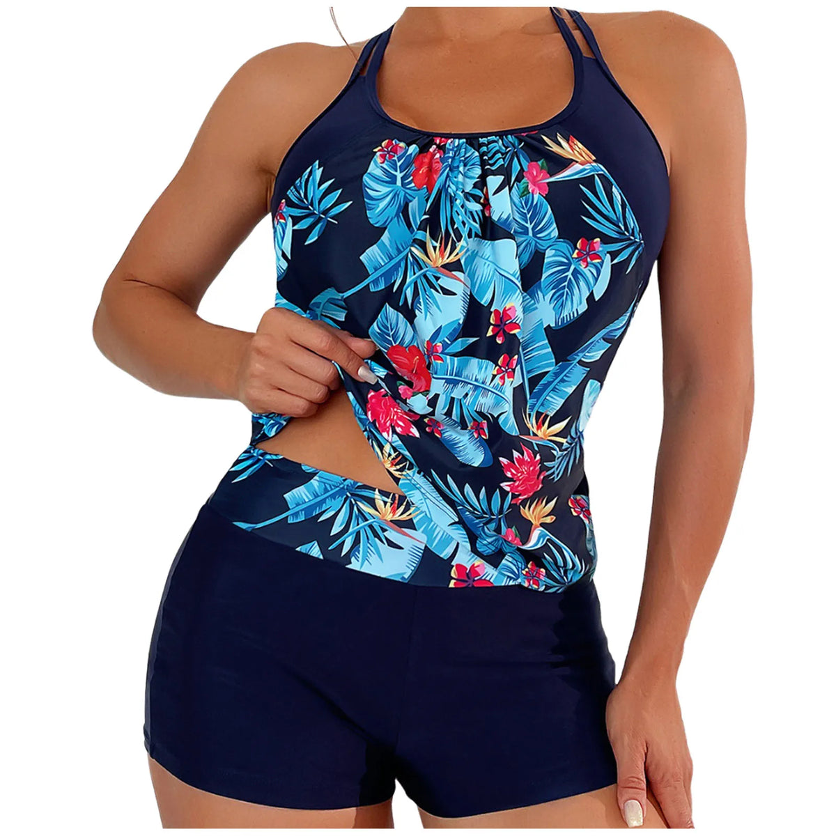 Matching Swimsuits 2024 Two Piece Women Tankini Bathing Suit Beachwear Square-Neck Bathing Suits Female New In Matching Sets - Matrix-studios.com