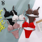 New V Lace Lingerie Set Bra and Brief Women's Sexy Bra and Panty Set Comfortable push up Shapewear Adjustable Padded Gathered - Matrix-studios.com