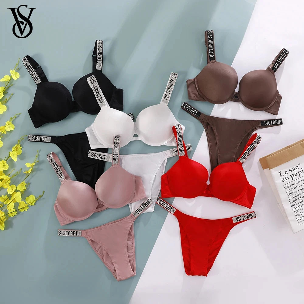 New V Lace Lingerie Set Bra and Brief Women's Sexy Bra and Panty Set Comfortable push up Shapewear Adjustable Padded Gathered - Matrix-studios.com