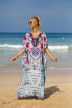 Kaftan Dresses Tropical Printed Cover Ups for Swimwear Women Elegant Maxi Robe Holiday Bathing Suits Dropshipping Hot Sales - Matrix Studios