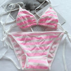2PCS Women Bra Panties Set Sexy Lingeries Cotton Seamless Kawaii Bikini Lace-up Strap Blue White Striped Suit Female Underwear - Matrix-studios.com