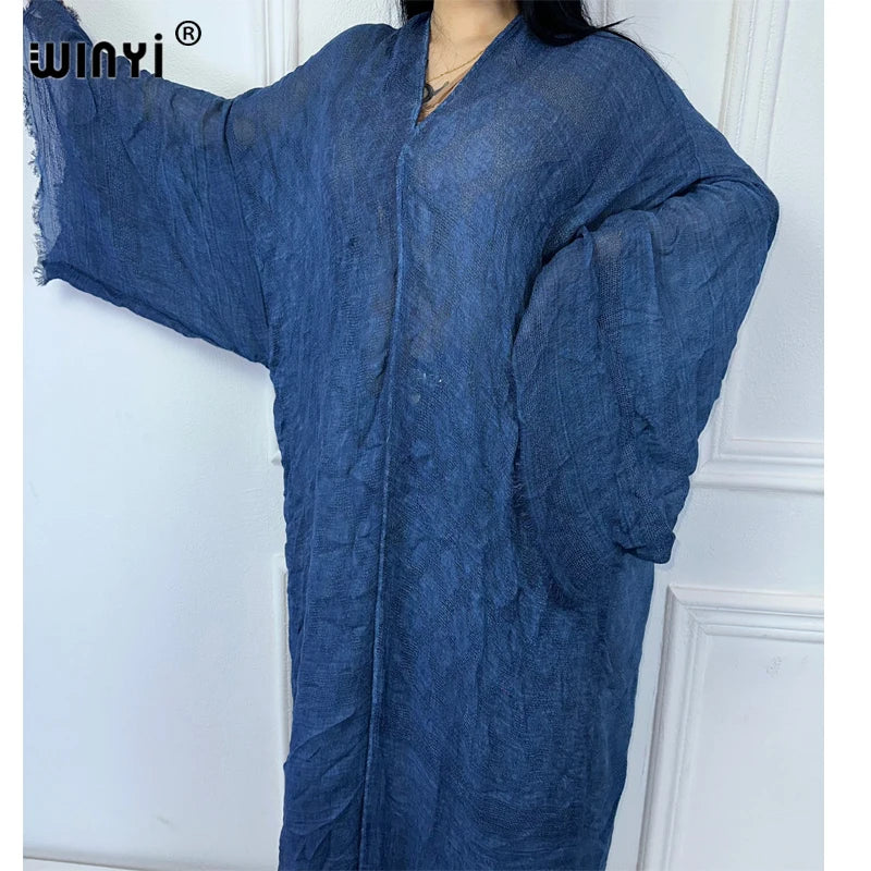 WINYI High Quality Comfortable Women Soft Cardigan Loose Dress Party Boho Maxi Beach Holiday Swimming Cover Ups Africa Kimono - Matrix Studios