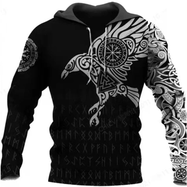 2024 New Hoodie 3d Viking Harajuku Print Pullover Men's Hooded Sweatshirt Oversized Vintage Male Clothing Fall Long Sleeve - Matrix Studios