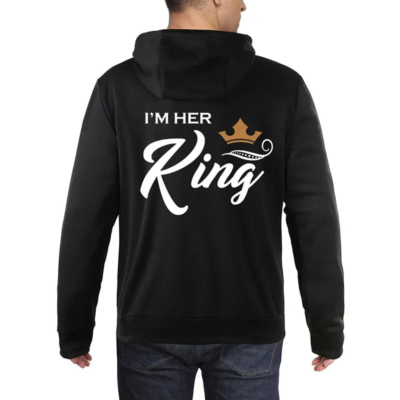 Printing Her King or His Queen Lover Hoodies Harajuku Fashion Casual Womens Men Clothing Lovers Sweatshirt  Couple Hoodies - Matrix Studios