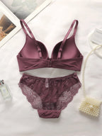 High Quality Hot Selling Sexy Women's Wireless Two-piece Butterfly Solid Color Underwear Women's Lace Underwear Set B2046 - Matrix-studios.com