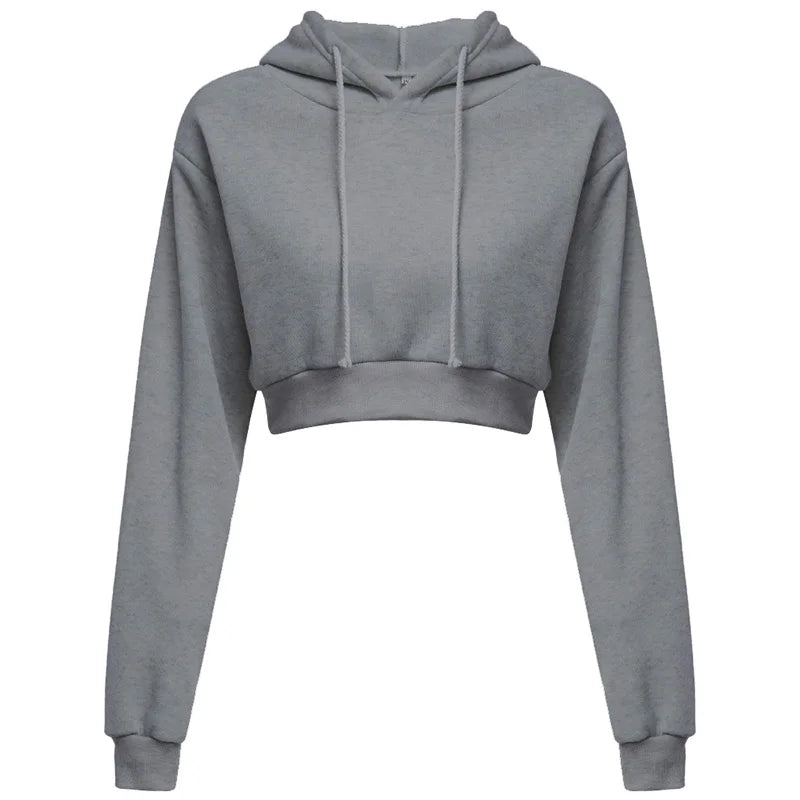 New Fashion Women Hoodie Sweatshirt Short Top Coat Sport Pullover Hooded Tops Female Autumn Winter Clothes Crop Top Hoodie - Matrix Studios
