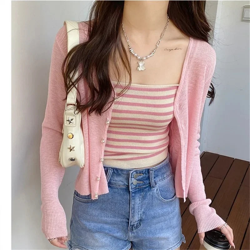 Green Ice Silk Sunscreen Knit Cardigan Outerwear Women Summer Suspender Skirt Outdoor Shawl Air Conditioning Blouse Top Thin - Matrix Studios