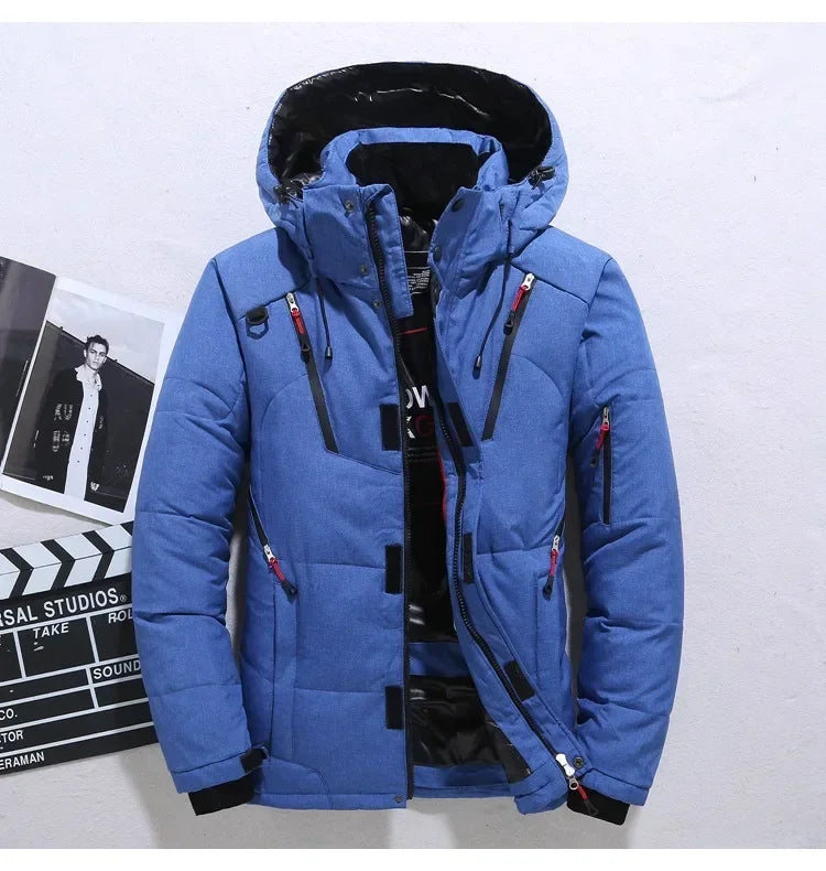 New Winter Men Hooded Casual  Puffer Jackets White Duck Down Coats High Quality Male Outdoor Windproof Warm Winter Parkas Size 5 - Matrix Studios