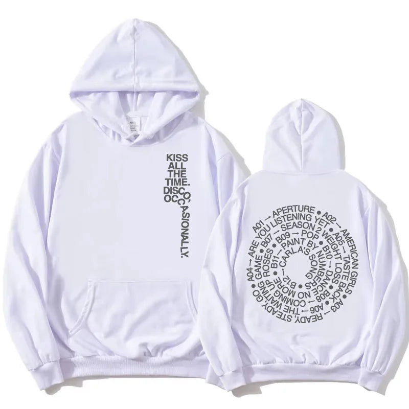 HarryStyles KISS ALL THE TIME. DISCO, OCCASIONALLY.  Hoodies Album Design Graphic Print Sweatshirts Women Clothing Fleece Hoodie - Matrix Studios