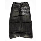 American Y2K Street Trend Letter Embroidered Loose Jeans Men Harajuku New Hip Hop Oversized Wide-leg Pants Unisex Mopping Jeans - Matrix Studios