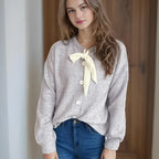 2024 New Bow Tie Tied Sweater Women Sweet Lovely Commuter Knitted Cardigan Female Fashionable Casual Trend Sweaters Coat - Matrix Studios