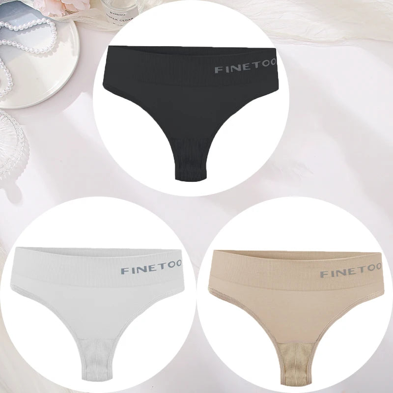3PCS/Set Women's Panties Sexy Underwear FINETOO Large Size Thong Women Seamless Panties High Waist Girls Thongs M-2XL - Matrix Studios