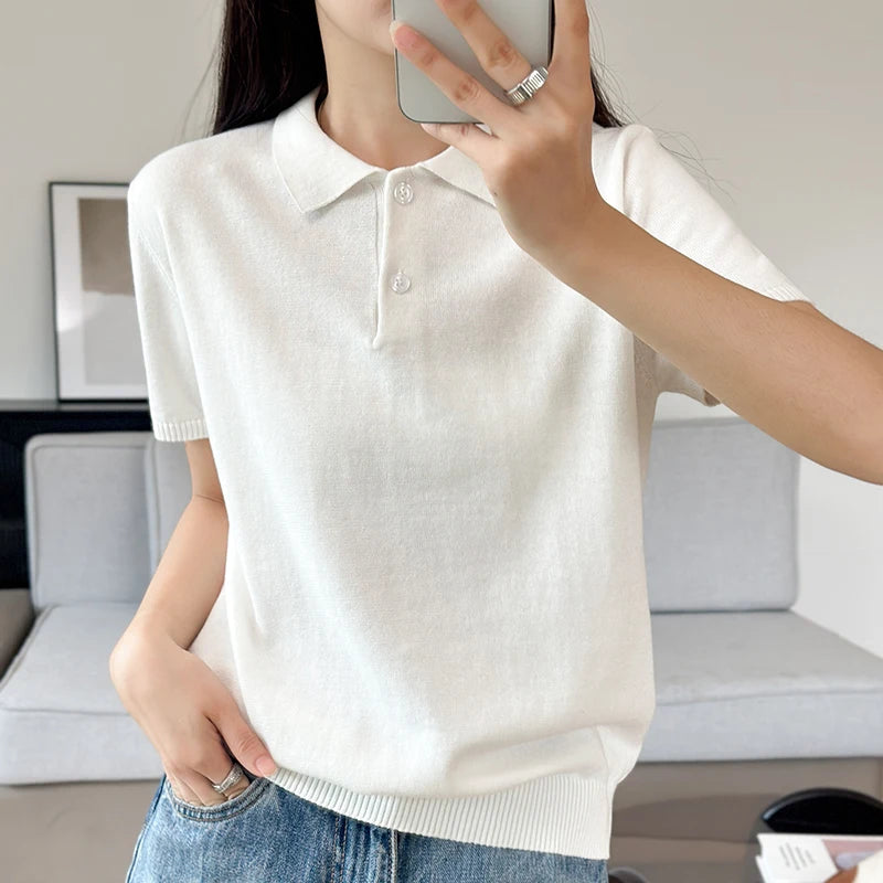 WinvyNee Summer Women's Clothing Cotton Polo T-shirt Short Sleeve Polo Collar Clothes Solid Casual Pullover Female Tops A1002029 - Matrix-studios.com