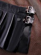 Sexy PU Leather Pleated Skirt Women Solid Basic Mini Skirt Low Waist Skirt Female Nightwear Micro Bikini Skirts Nightclub Skirts - Matrix-studios.com