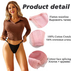 FINETOO 5PCS/Set Sexy G-string Panties Cotton Women's Underwear  Adjustable Waist Girl Female Pantys Bikini Lady Thongs Lingerie - Matrix Studios