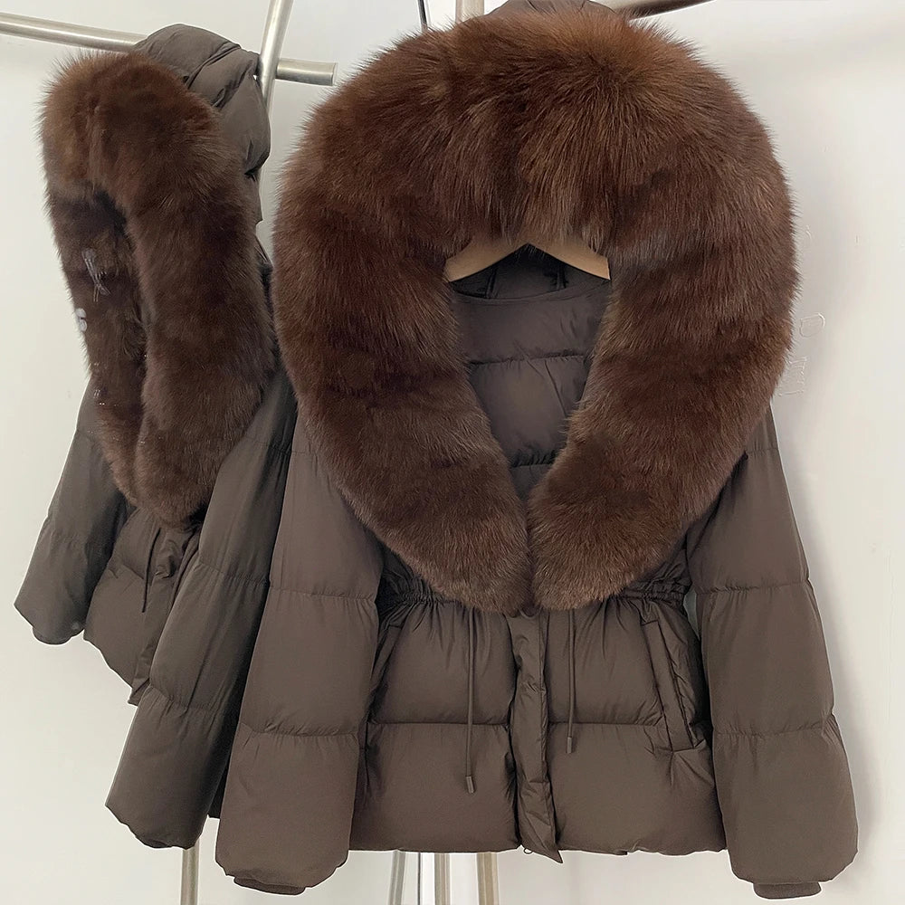 Reality Fur Jacket Real Fur Collar Duck Down Coat Female Winter Hooded Warm Fox Fur Coat Women Natural Raccoon Fur Puffer Jacket - Matrix Studios