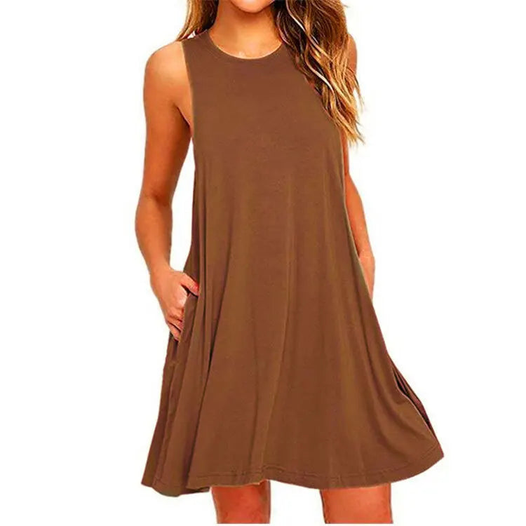 Women's Summer Casual Swing T-Shirt Dresses Beach Cover Up With Pockets Plus Size Loose T-shirt Dress - Matrix-studios.com