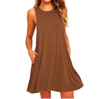 Women's Summer Casual Swing T-Shirt Dresses Beach Cover Up With Pockets Plus Size Loose T-shirt Dress - Matrix-studios.com