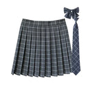 Women Summer Plaid Pleated Skirt With Necktie Bowtie Korean Jk Skirt Uniform Japanese School Preppy A Line Mini Skirts - Matrix-studios.com