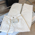 White Plaid Straight Loose Pants Women Spring Autumn Fashion Jeans 2025 New High Waist Wide Leg Full Trousers Female Denim Pants - Matrix-studios.com