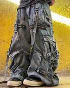 Streetwear Heavy Jeans Y2K Clothing Men Women Hip Hop Retro Pockets Baggy Cargo Pants Baggy Jeans Low Rise Wide Leg Trousers - Matrix Studios