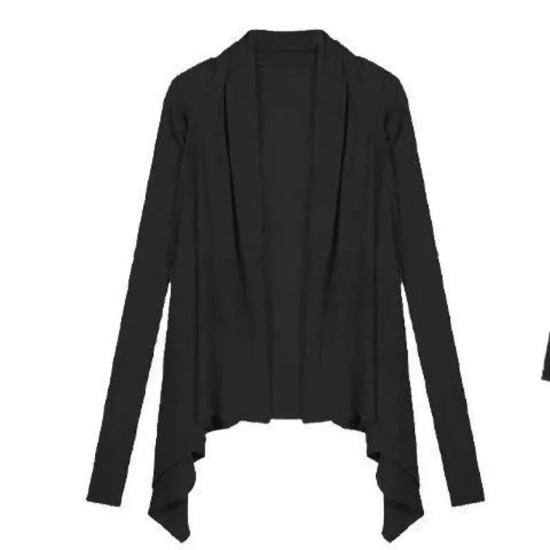Korean Irregular Black Cardigan Two Piece Sets Style Women's Vest Y2k 2025 Long Sleeve Loose Knitted Tops Pull Femme - Matrix Studios