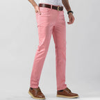 Men's Colorful Denim Stretch Stretch Jeans New Elastic Yellow Pink Red Slim Male Clothing Simple Business Denim Trousers - Matrix Studios