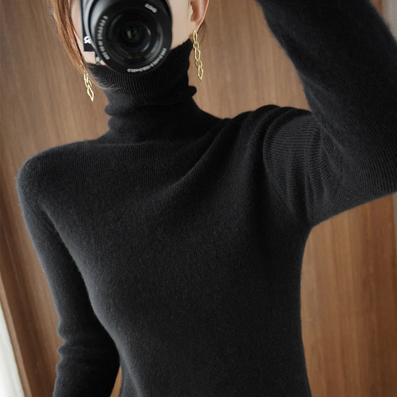 2026 Autumn Winter Turtleneck Sweater Women Thick Warm Soft Female Slim Pullovers Women Sweater Ladies Solid Versatile Knitted - Matrix Studios