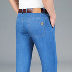 Men's Ice Silk Jeans Summer New Lyocell Thin Business Casual Denim Pants Classic All Match Slim Fit Straight Elastic Jean Male - Matrix Studios