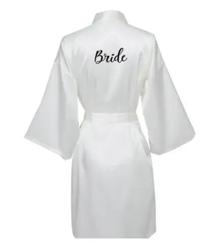 Satin Silk Robe Bride Robe Women Wedding Robe Bridesmaid Robes Dressing Bridal Robes Black - Matrix-studios.com