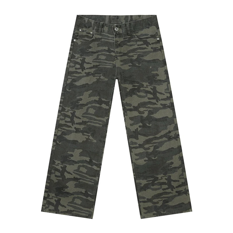 PFNW American 2025 New Tide Camouflage Jeans Men's Ins Loose Straight Wide Leg Casual Denim Pants Loose Male Trousers 12C2036 - Matrix Studios