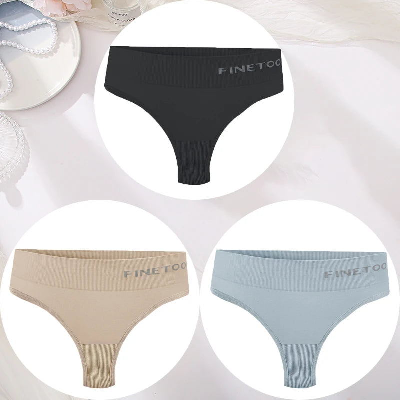 3PCS/Set Women's Panties Sexy Underwear FINETOO Large Size Thong Women Seamless Panties High Waist Girls Thongs M-2XL - Matrix Studios