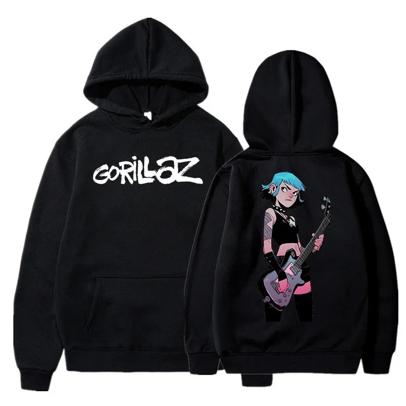 The Autumn and Winter Pullovers Long Sleeve Loose Soft Sweatshirt Streetwear Coat Gorillaz Printing Women and Men Hoode - Matrix Studios