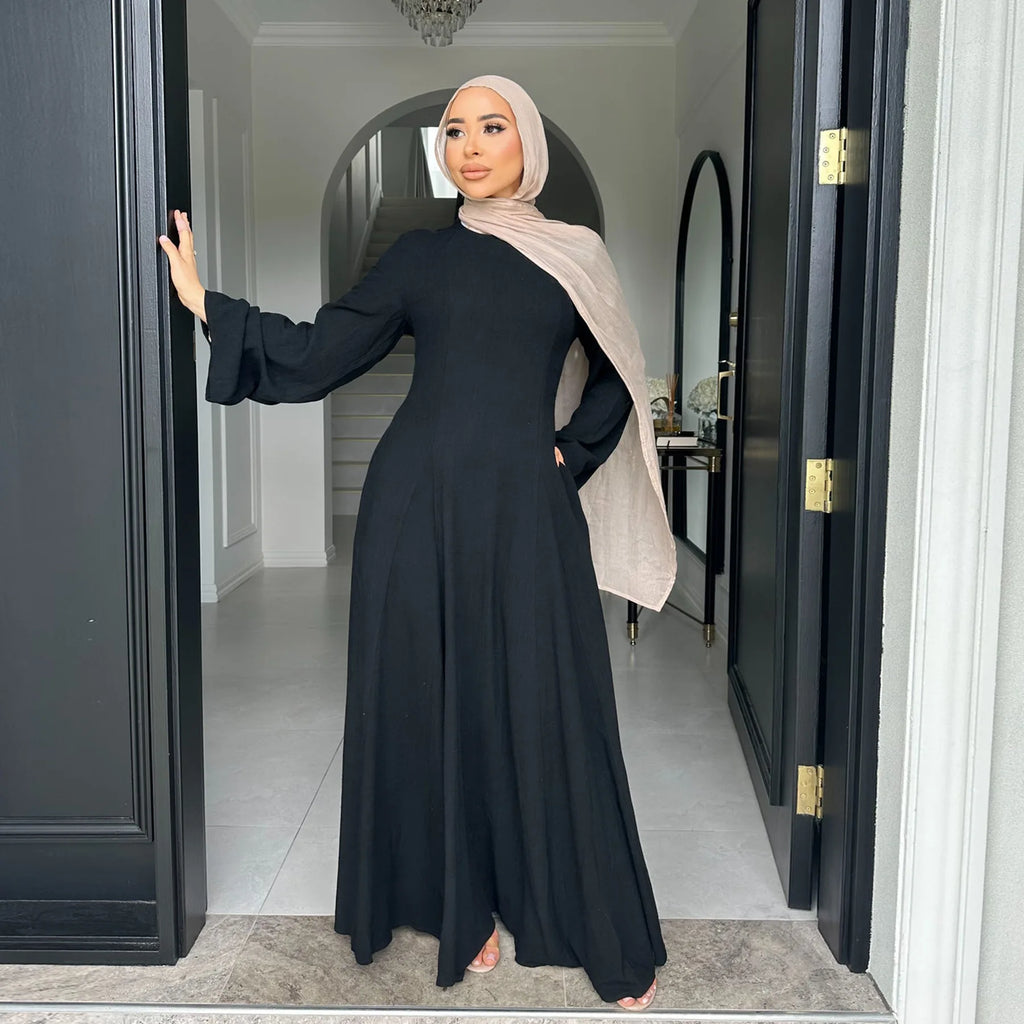 2025 Summer Arabic Muslim Women Modest Dress Eid Dubai Plain Abaya Islam Party Outfit Elegant Holiday Dresses Turkey Kaftan Robe - Matrix-studios.com