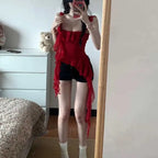 Fashion suspenders Sleeveless Tank Top Sexy Ruffles Backless Irregular  Tops Summer Casual Streetwear Women Camis - Matrix-studios.com