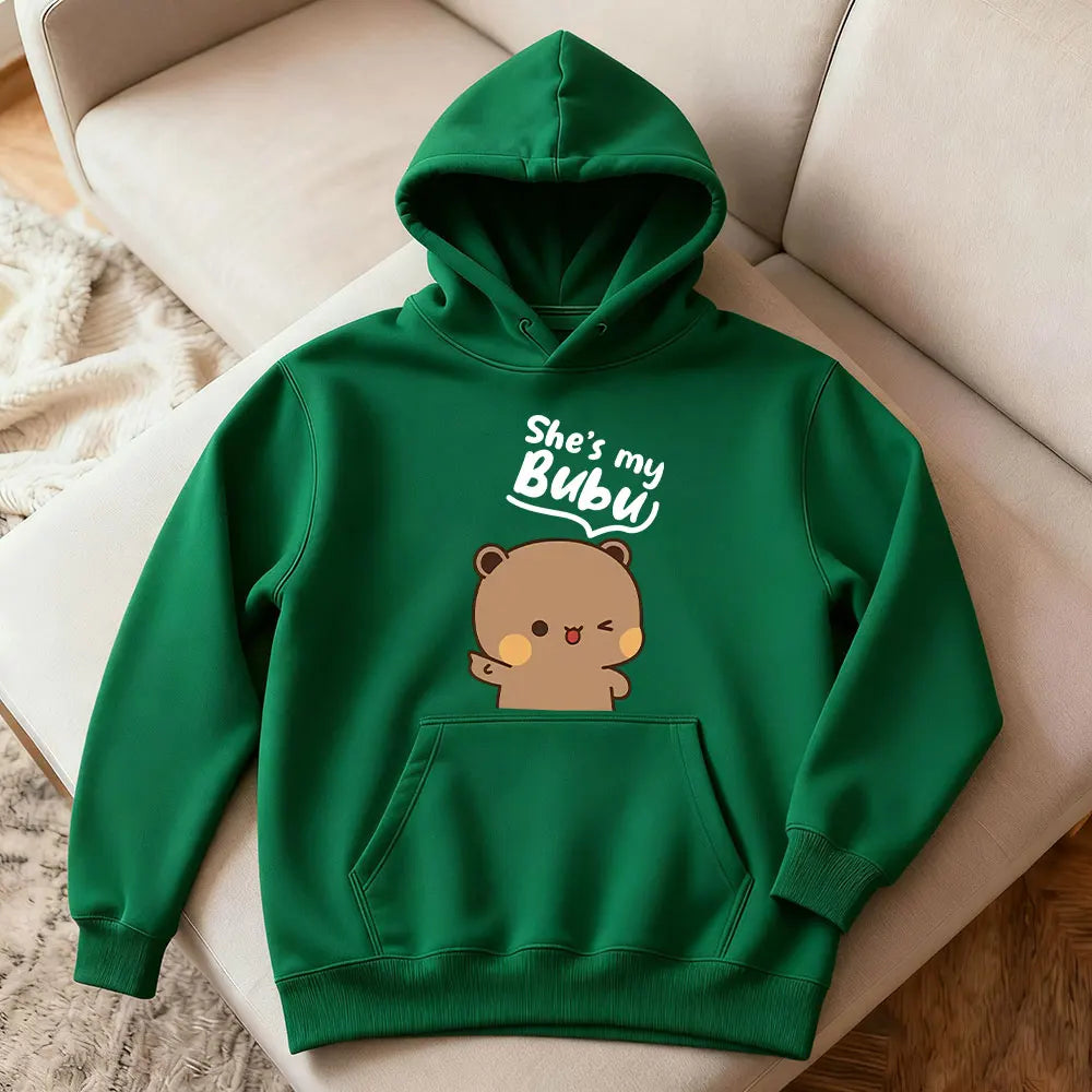 Bubu Dudu Bear Couple Hoodies Matching His and Hers Outfit Casual Cute Couple Outfits Fall Winter Men Women Daily Life Apparel - Matrix Studios