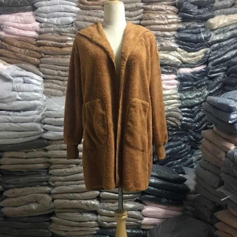12 Colors Fleece Sweatshirt Long Cardigans Autumn Winter Female Long Sleeve Double Side Wear Flurry Loose Hoodie Coats Outwear - Matrix Studios