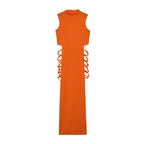 Criss Cross Cut Out Dress, Sexy Bodycon Mock Neck Sleeveless Dress, Women's Clothing - Matrix-studios.com