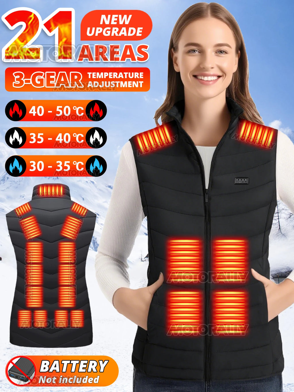 Smart Heated Vest for Women,27/21/2 Zone Warmth, 4 Controls,3 Heat Levels to 50Celsius Max for Winter Commuting/Holiday Presents - Matrix Studios