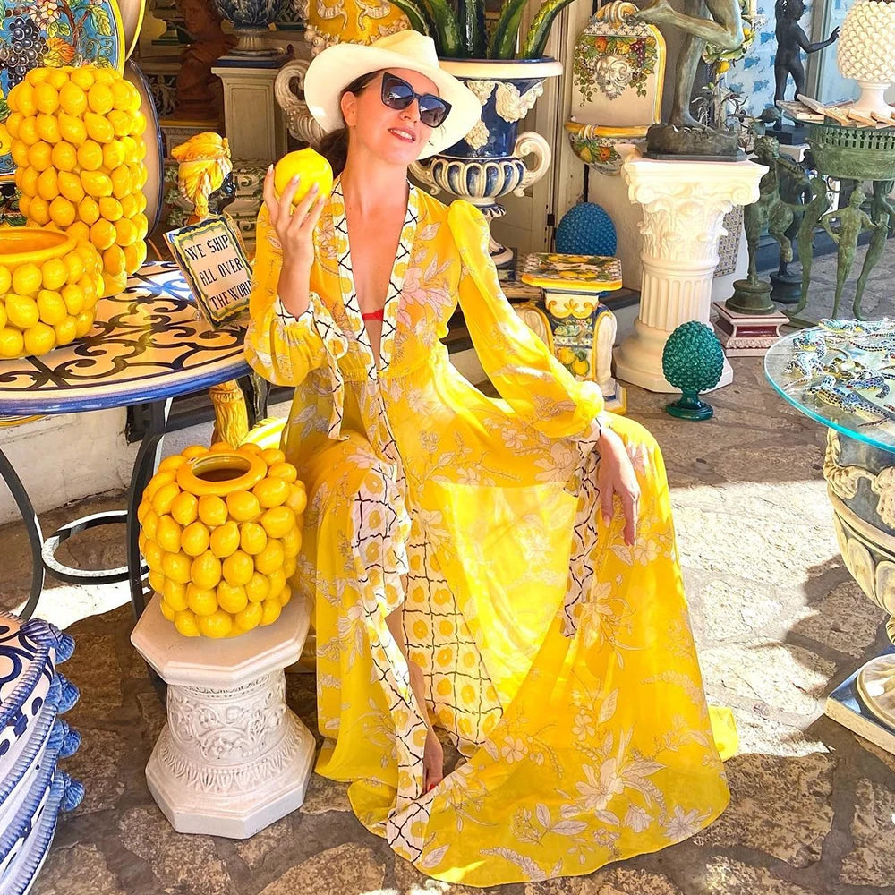 Blue Eyes Bikini Beach Cover Up Tunics For Beach Long Kaftan Bikini Cover Up Robe de Plage Sarong Beach Swimsuit Cover-ups - Matrix Studios