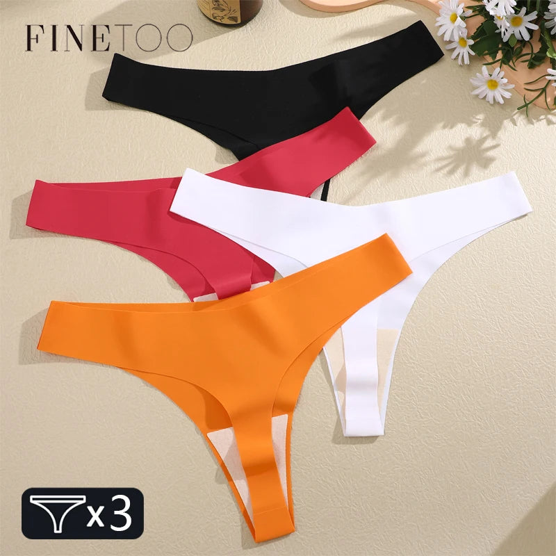3PCS Women Ice Silk Seamless Thongs Underpants Sexy V-Waist Ultra-thin Panties Girls Low Rise Invisible G-string Lingerie XS-XL - Matrix Studios